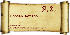Paneth Karina névjegykártya